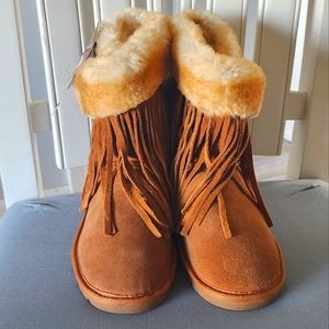 Lamo fringed leather and shearling boots